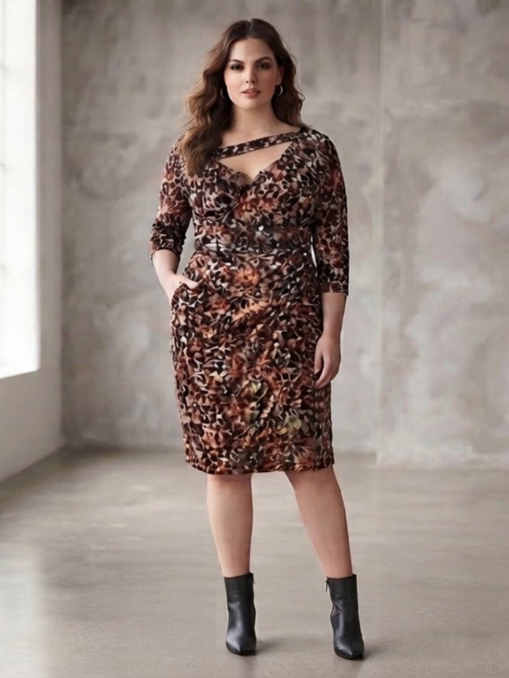 NWT Kiyonna Lane Bryant Leopard Faux Wrap Dress 2X Animal Print Ruched V-Neck
